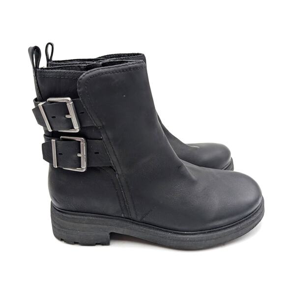 Lucky Brand Candre Double Buckle Lug Sole Boots Women's Black Size US9M EU40 - Picture 16 of 16